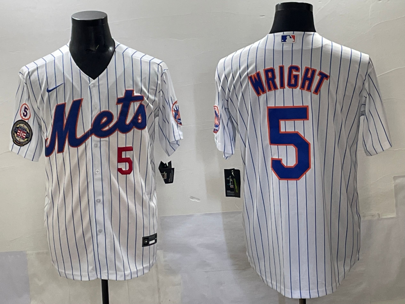 Men 2025 New York Mets 5 Wright white MLB Nike jersey style 2